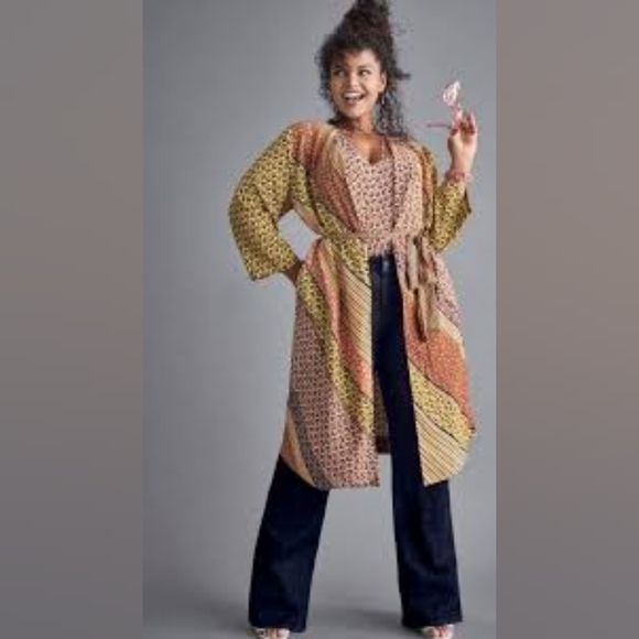 CAbi #5664 Poet Open Front Patchwork Floral Duster Kimono Jacket Small - Picture 2 of 14